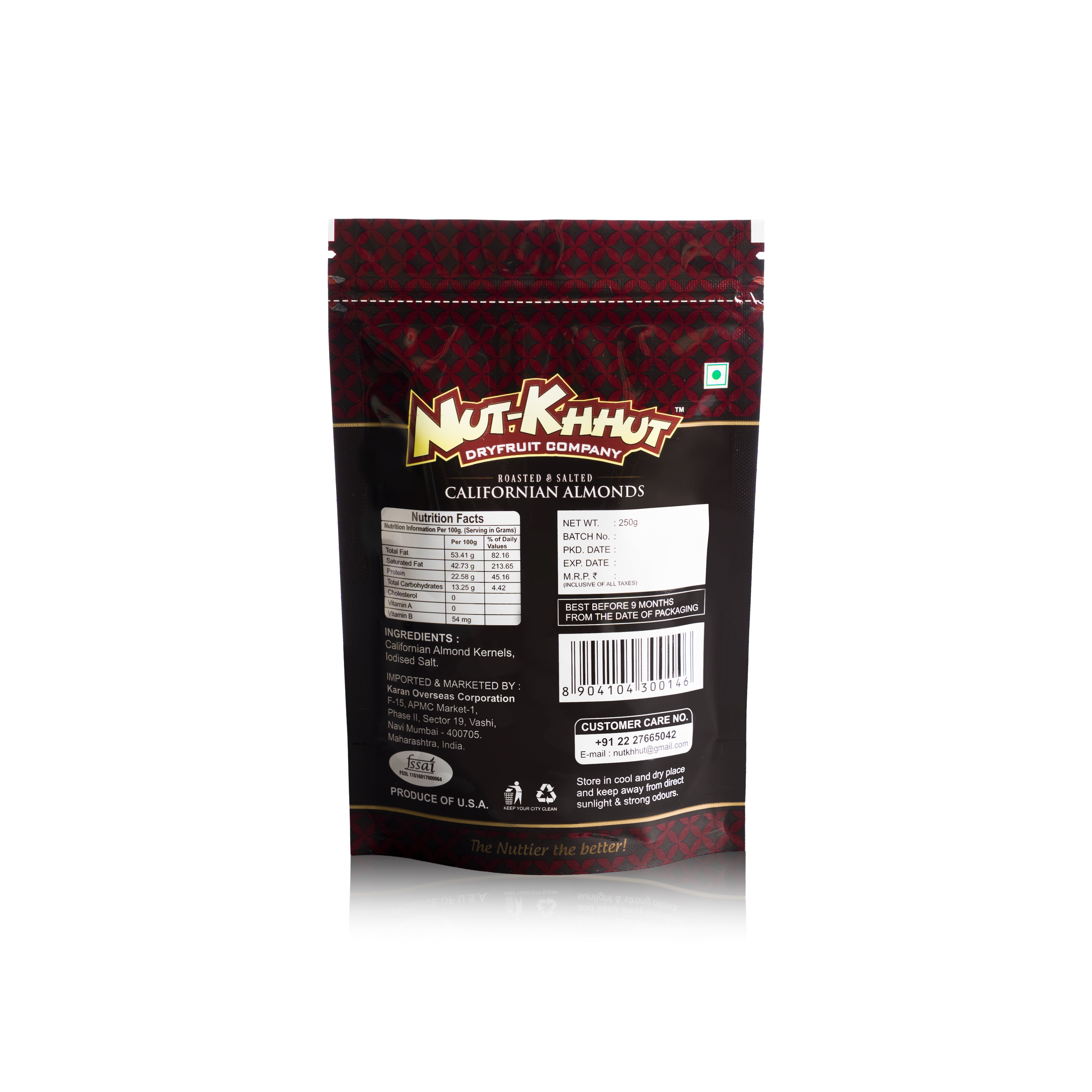 Roasted & Salted Californian Almonds - 250 Grams
